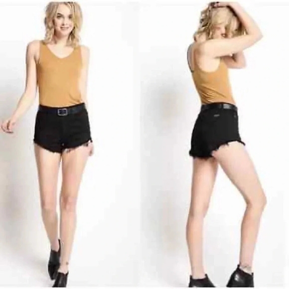 KanCan Pants - KanCan 'The Estilio' Cutoff Short High Waist Boho Black Size